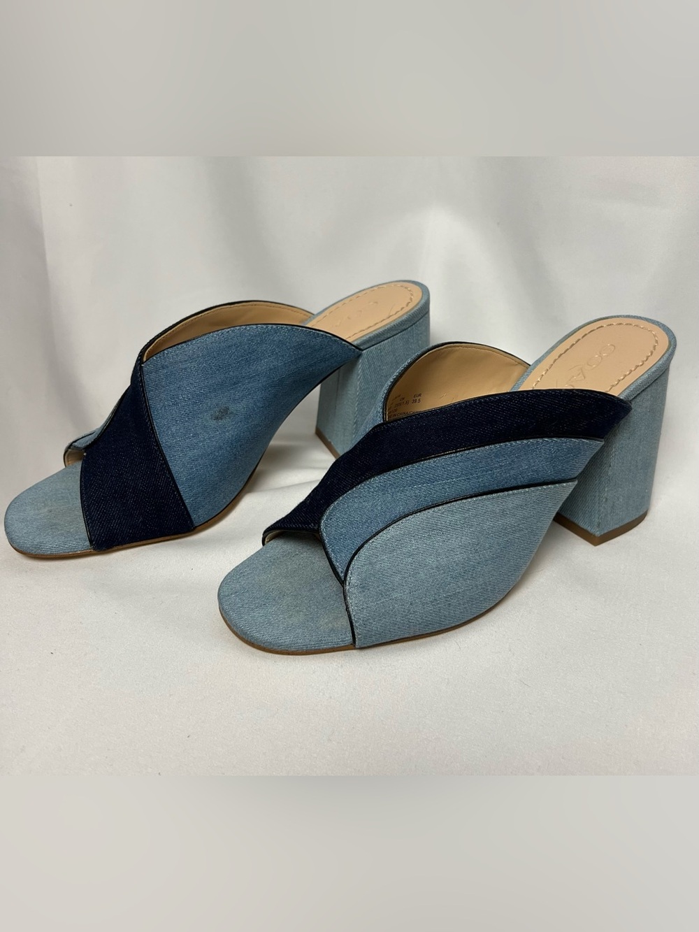 Coach Denim Layered Blue Block Heel Mules 9 US - Picture 6 of 10